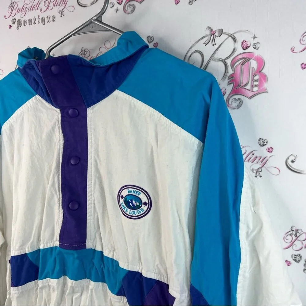 Jacket Banff lake Louis vintage retro long sleeve  Colorblock Windbreaker Jacket